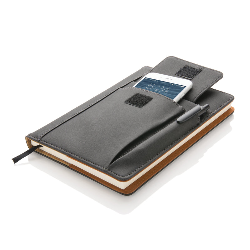 Load image into Gallery viewer, Notebook with phone pocket - Custom Wood Designs
