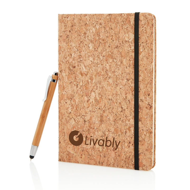Load image into Gallery viewer, A5 notebook with bamboo pen including stylus - Custom Wood Designs
