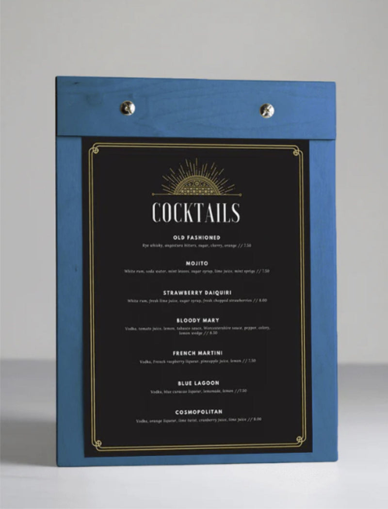 Load image into Gallery viewer, 20 x Clipboard Menu15x21cm Blue Custom Wood Designs __label: Multibuy walnut-20-x-clipboard-menu-15x21cm-50880980386135
