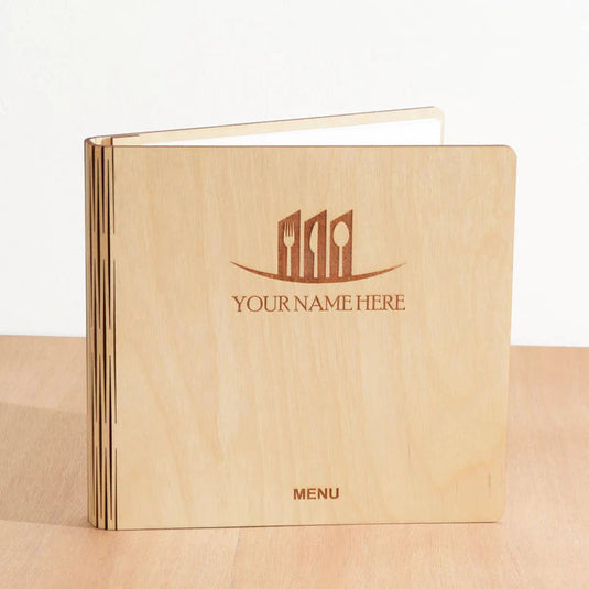20 x Personalised Wood Menus 20x20cm Custom Wood Designs __label: Multibuy walnut-20-x-wood-menus-20x20cm-50792855568727