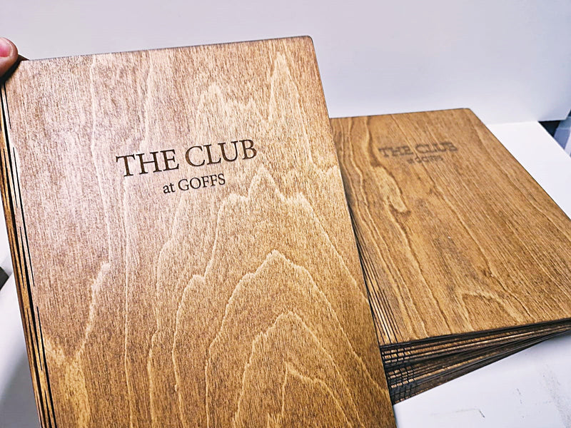 Load image into Gallery viewer, A4 Book Wooden Menu 21x30cm Custom Wood Designs __label: Multibuy walnut-a4-book-wooden-menu-21x30cm-53612678807895
