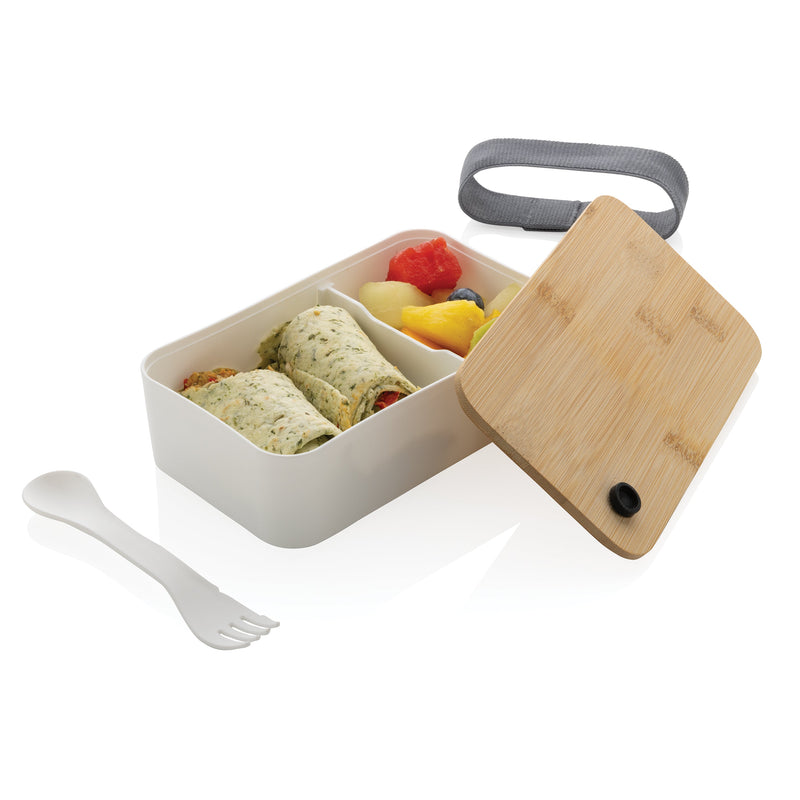 Load image into Gallery viewer, Lunchbox with wooden bamboo lid pack of 25 Custom Wood Designs white-lunchbox-with-wooden-bamboo-lid-pack-of-25-53613182615895
