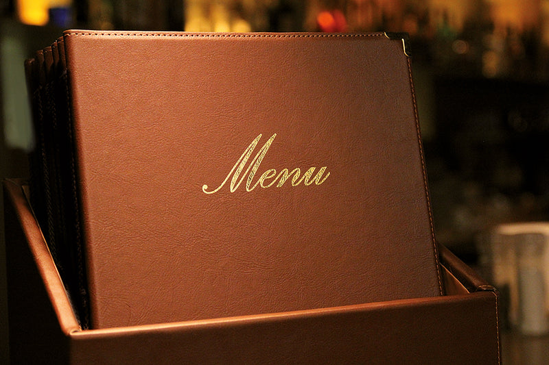 Load image into Gallery viewer, Leather style menu holder in box A4 2 sets of 20 Custom Wood Designs wine-red-leather-style-menu-holder-in-box-a4-2-sets-of-20-53613264699735
